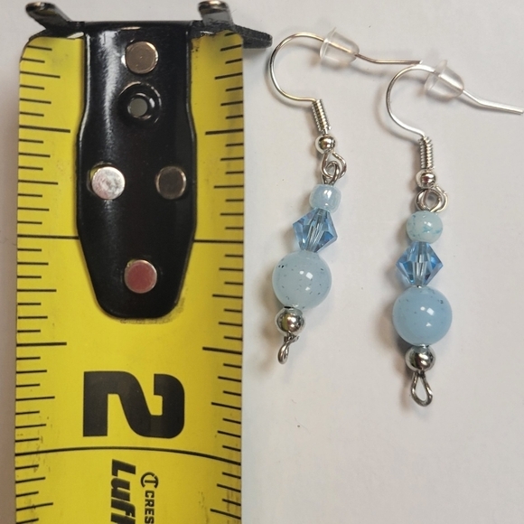 Glass bead hook drop pierced earrings - Picture 4 of 4